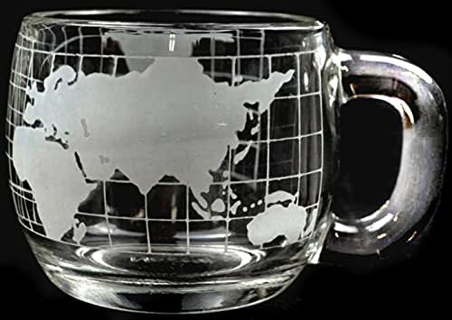 Vintage Nestle Nescafe Advertising Etched Glass World Globe Shaped Coffee Mug
