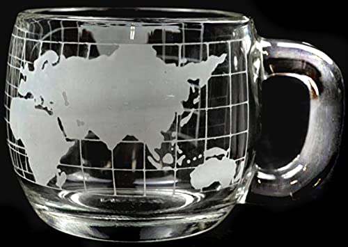 Vintage Nestle Nescafe Advertising Etched Glass World Globe Shaped Coffee Mug #TOP1