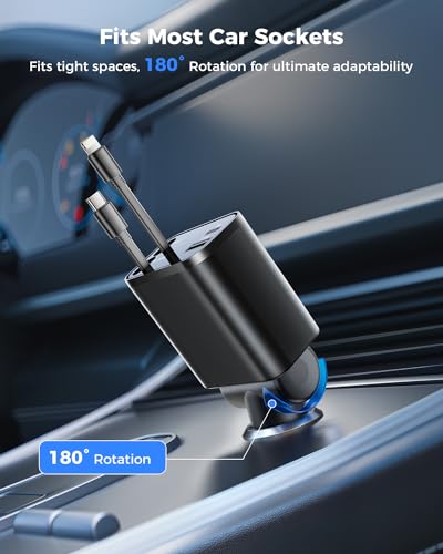 Superone PT-27 Retractable Car Charger Fast Charging, Iphone 16 Usb C Car Charger Adapter thumb #7