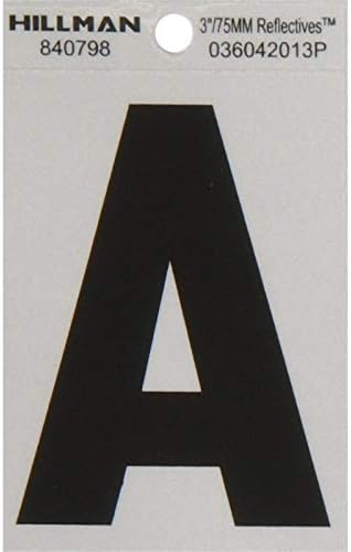 Hillman 3 in. Reflective Black Mylar Self-Adhesive Letter A 1 pc. - Case of: 6;6