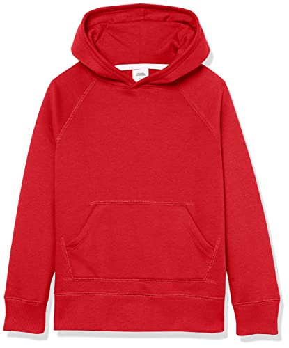 Amazon Essentials Girls Pullover Hoodie Sweatshirt with Kangaroo Pocket Red Medium