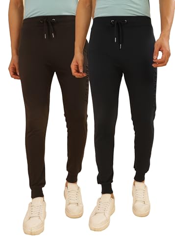 Image of Force NXT Men's Super Combed Cotton Rich French Terry Fabric Solid Joggers | Active Joggers for Men | Comfortable Waistband with Zipper Pocket for Daily Workout