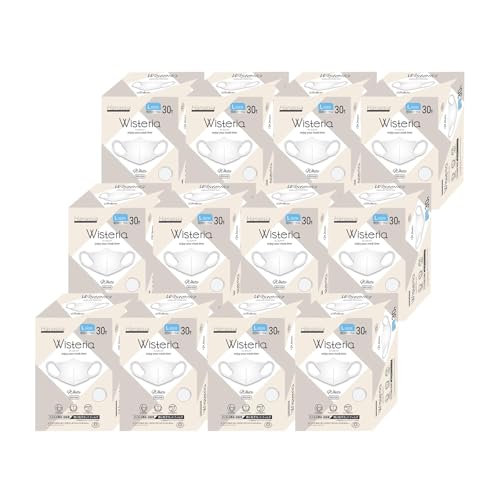 Hanassiaマスク 不織布 立体型 大きめサイズ(150×115mm) 個?包装 30枚×12箱 Wisteria 使い捨てマスク 小顔効果 耳が痛くならない ホワイト 全国マスク工業会会員マーク入り