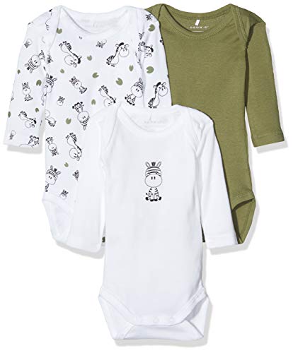 NAME IT Baby-Jungen 13173245 Formender Body, Mehrfarbig (Loden Green Loden Green), (Herstellergröße: 86) (3er Pack)