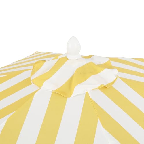 JONATHAN Y Collins 9' Scalloped Market Patio Umbrella, Mustard Stripe by JONATHAN Y - Used condition - Image 8