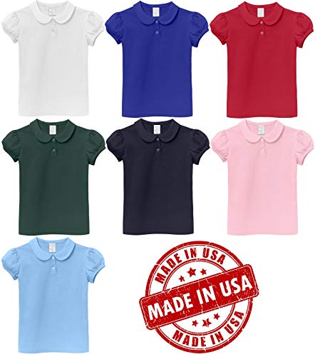 City Threads Little Girls' Peter Pan Collar Cotton Polo Puff Tee Blouse Button Top2