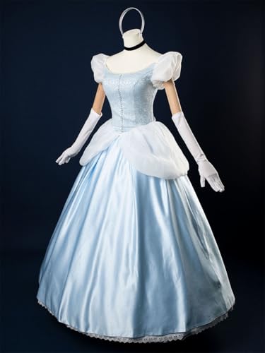 Disfraz completo princesa azul satinado talla M miniatura 2