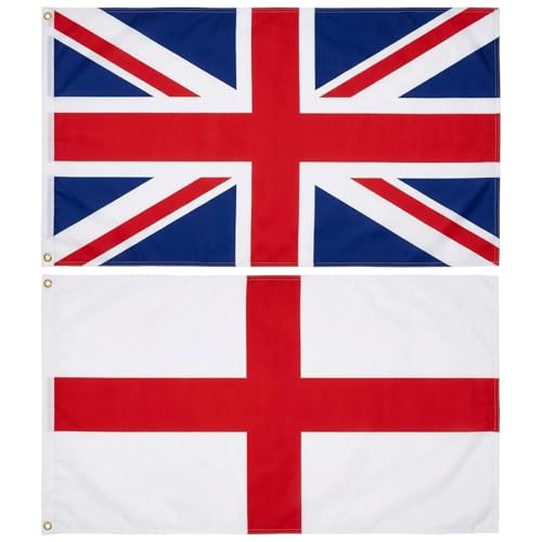 2 PCS Union Jack Flags British Flag for Outdoor and Indoor Display 5FT × 3FT United Kingdom Flags Ideal for Patriotic Events and Sports Support