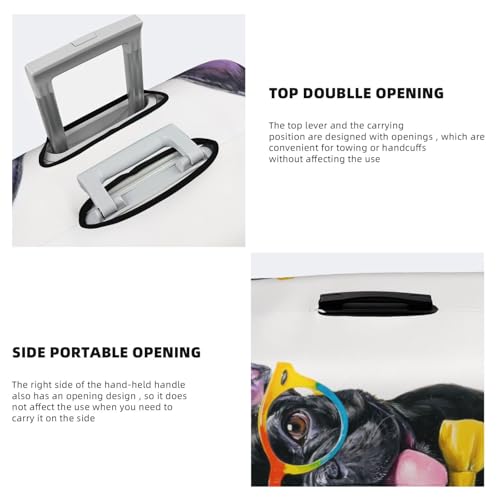 Bulldog Wearing Colorful Glasses Elastic Travel Luggage Covers Dustproof Scratch-Resistant Suitcase Protector Fit 22-24 Inch3