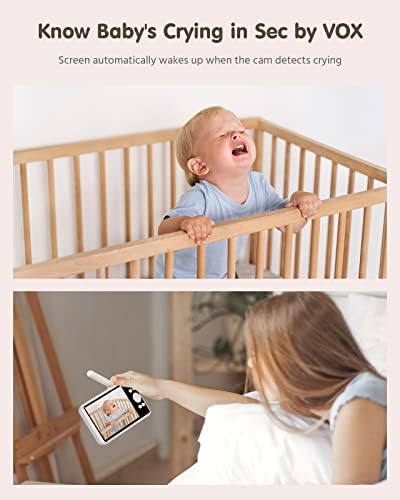 ANNKE Video Baby Monitor, Baby Monitor with 1080P Camera, 5" HD Screen with 4000mAh Battery, Night Vision, Two-Way Talk, Remote Pan Tilt Zoom, Temperature Detection, Lullaby, 1000ft Long Range- Tivona