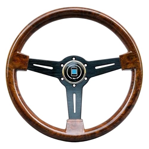 Rennlenkrad 14-Zoll-Universal-Sportlenkrad Aus Klassischem Holz Autozubehör(Schwarz)