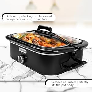 4-Quart Slow Cooker with Casserole Manual Warm Setting - Perfect Kitchen Small Appliance for Family Dinners, Dishwasher Safe Crock, Black 4 Quart Slow Cooker with Casserole Manual Warm Setting Perfect Kitchen Small Appliance for Family Dinners Dishwasher Safe Crock Black