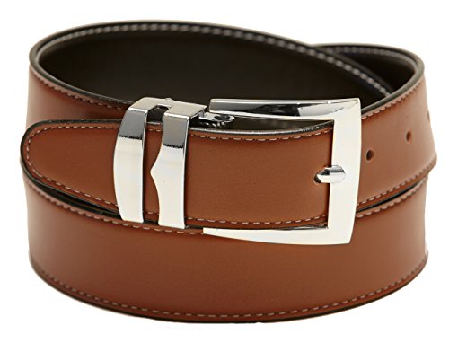 Concitor Reversible Belt Wide CONGAC/Black with White Stitching Silver-Tone Buckle 60