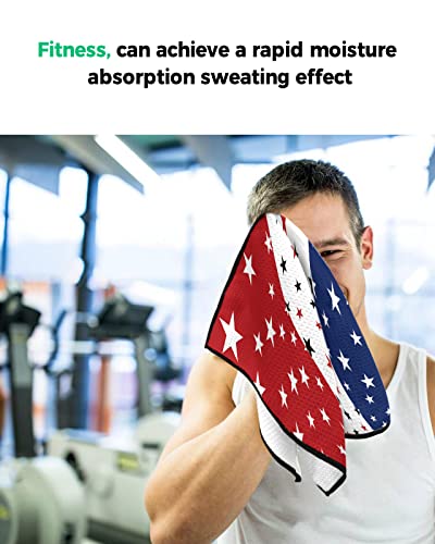 Golf Towel For Golf Bags With Heavy Duty Carabiner Clip American Stars On Red White Blue Microfiber Waffle Golf Towels For Men Women,Quick Dry Towels For Cleaning Club And Balls #TOP7