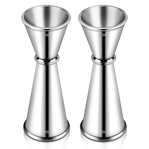 2 Pcs Jigger for Bartending, Premium 304 Stainless Steel Jigger 2 oz 1 oz, Professional Heavy-Duty Double Jigger, Cocktail Jigger, Cocktail Measuring Cup 2 Pcs Jigger for Bartending, Premium 304 Stainless Steel Jigger 2 oz 1 oz, Professional Heavy-Duty Double Jigger, Cocktail Jigger, Cocktail Measuring Cup