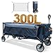 TIMBER RIDGE XXXL Chariot Pliable 300L 160KG avec Filets Anti-Chute Chariot de Transport avec Poche Latérale Porte-Boisson Poignée Réglable Chariot de Jardin Chariot de Plage pour Tous Les terrains