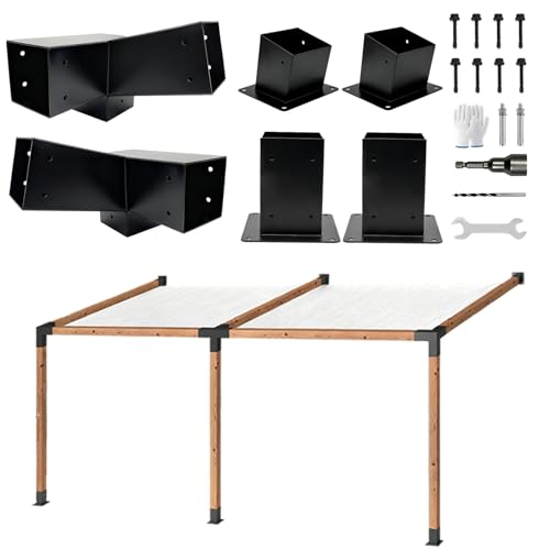 JONEIMEC 6pcs 30°Slanted Roof Wall Mount 4x4 Pergola Bracket Kit,3way