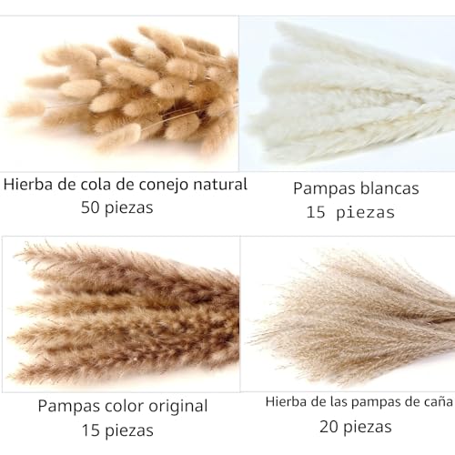 Miniatura 4 de Decoración De Pampas Grass Secas, 100 Piezas De Pampas Grass Con Colas De Conejo, Flores Secas De Caña Para Bodas, Decoración De Mesa De Hogar Y Fiesta De Estilo Rústico