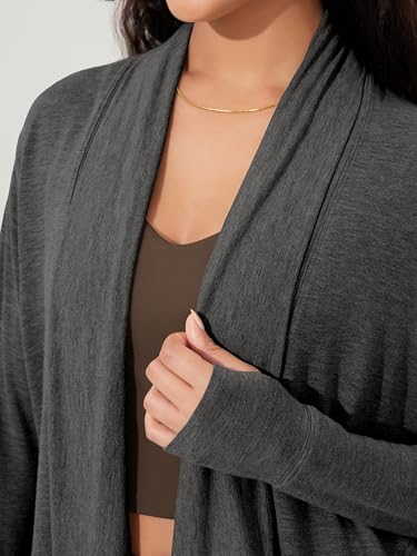 Image of ODODOS Women's Drape Open Front Cardigans Cozy Soft Long Sleeve Casual Wrap Outerwear with Pockets Thumb Hole