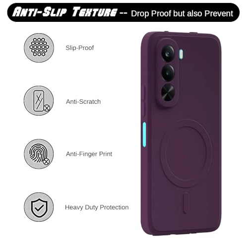 Image of Back Cover Compatible with Realme P4x 5G | MagFit Ring Design (Non-Magnetic) | Shockproof Case | Anti-Slip Grip | Raised Camera Edges | Slim Protective Case for Realme P4x 5G (Purple)