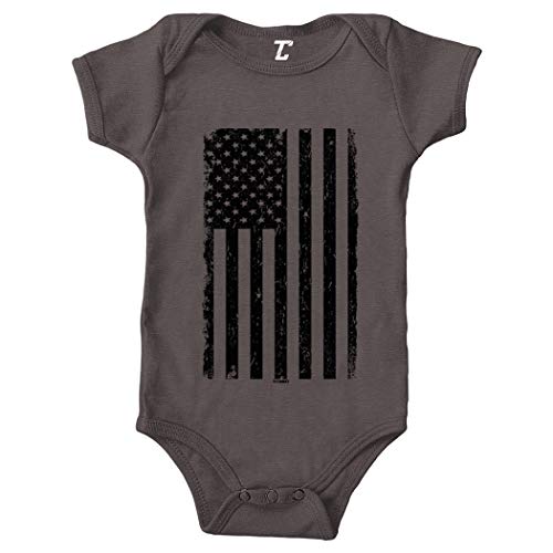 Image of Tcombo Distressed Black American Flag - USA Bodysuit
