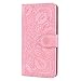 Produktbild Homikon PU Leder Hülle Retro Schön Mandala Schutzhülle Brieftasche Ledertasche Handyhülle mit Kartensteckplatz Ständer Klapphülle Etui Flip Case Cover Kompatibel mit Samsung Galaxy S10 Plus - Rosa