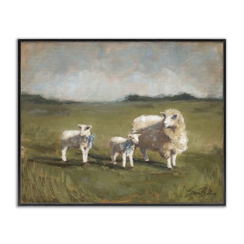 Sheep and Lamb Rural Grazing, 16 x 20 Inch Framed Giclée Print