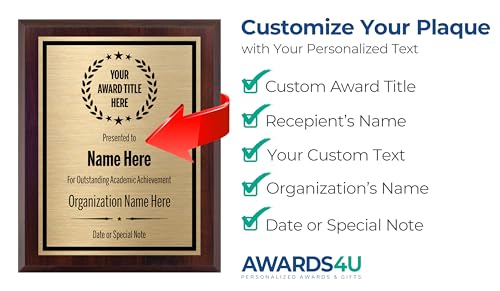 Award Plaques Personalized with Your Text and Title - Engraved Plaque Customized for Employee Appreciation, Recognition, Retirement, Service, Thank You, and more - Custom Awards for Employees, Co-Worker, Friends - Choose Your Size: (6x8 Gold/Black) - Thumbnail 3