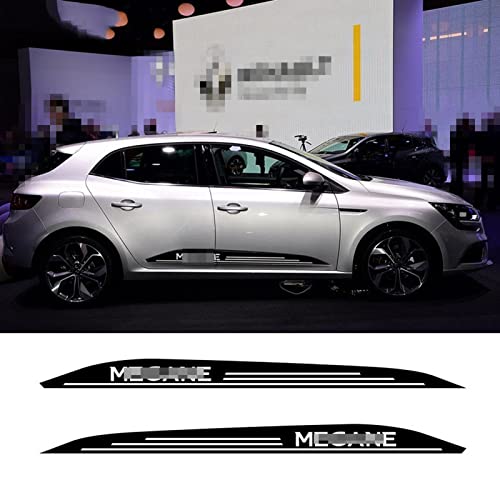 Etiqueta engomada de la Falda de la Puerta del Coche Accesorios de la Etiqueta del Vinilo del Estilo de Las Carreras de Ambos Lados de la Raya Deportiva del Coche, para Renault Megane GT RS 2015-2019 Cover