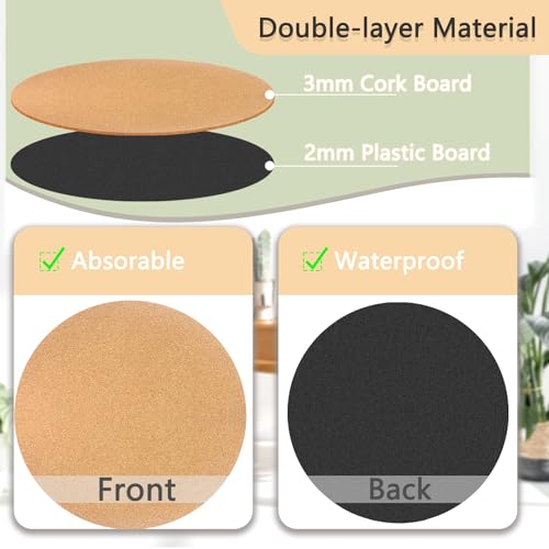 18 Inch Large Cork Plant Coasters, 2 Pieces Cork Plant Mats, Cork Coaster for Planters, Large Plant Coasters for House Plants Indoor Outdoor (Nude & Black) - Image 5