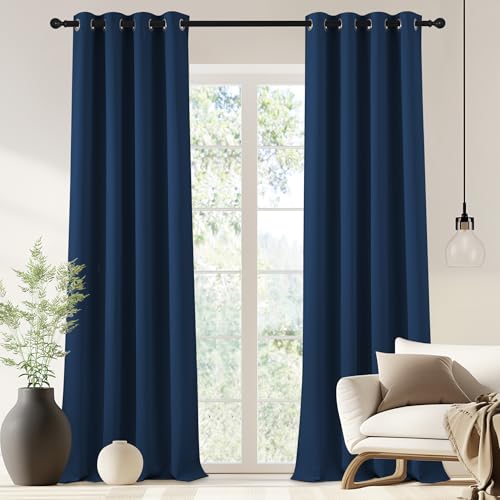 NICETOWN Blackout Drapery Curtain Panel 90 inches Long - Window Treatment Thermal Insulated Grommet Blackout Curtain/Drape for Bedroom Living Room (Moroccan Blue, 1 Panel, 46 by 90 inches)