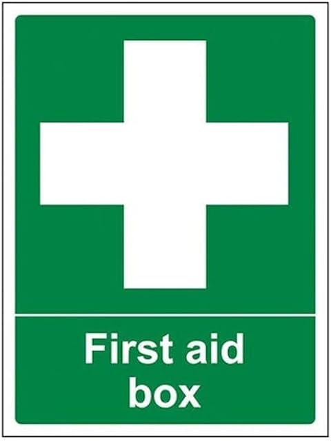 VSafety First Aid Box Sign - Portrait - 100mm x 150mm - 2mm Rigid Plastic