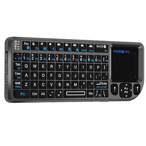 Mini Keyboard with Touchpad, Bluetooth + 2.4G Dual-Mode Ultra-Thin Portable Keyboard | Rechargeable Keyboard with 7-Color Backlit for Tablet/PC/phone/TV, Suitable for travel, office, and home use
