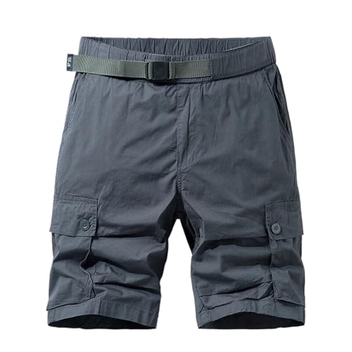 Short cargo en coton de qualité supérieure kaki pour homme sans ceinture