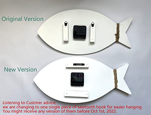 Giftaya ACEB0016-F Fish Beach Wall Clock Silent Non-Ticking Wooden Wall Clocks Ocean Sea Theme thumb #3