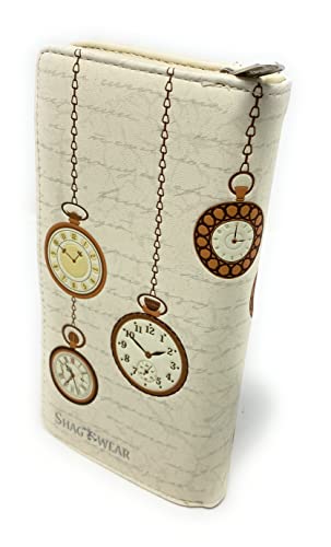 Shag Wear Pocket Watch Rabbit Large Animal Wallet for Women and Teen Girls Vegan Faux Leather Beige 7"2