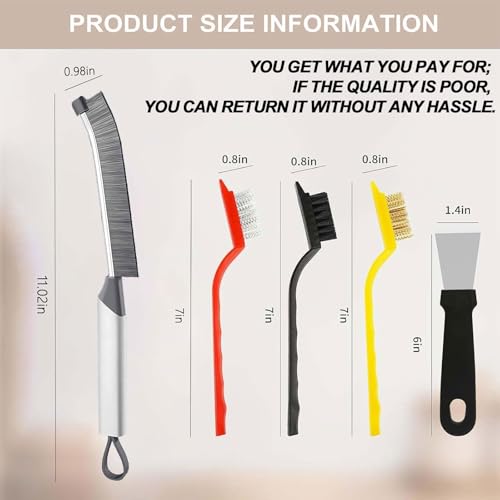 Image of 9-Piece Crevice Cleaning Brush Set, Hard Bristle Gap Scrubber Tools, Stiff Nylon Detail Brushes for Window Tracks, Bathroom Grout, Blenders & Kitchen Sink Detailing, Zero Cross-Contamination