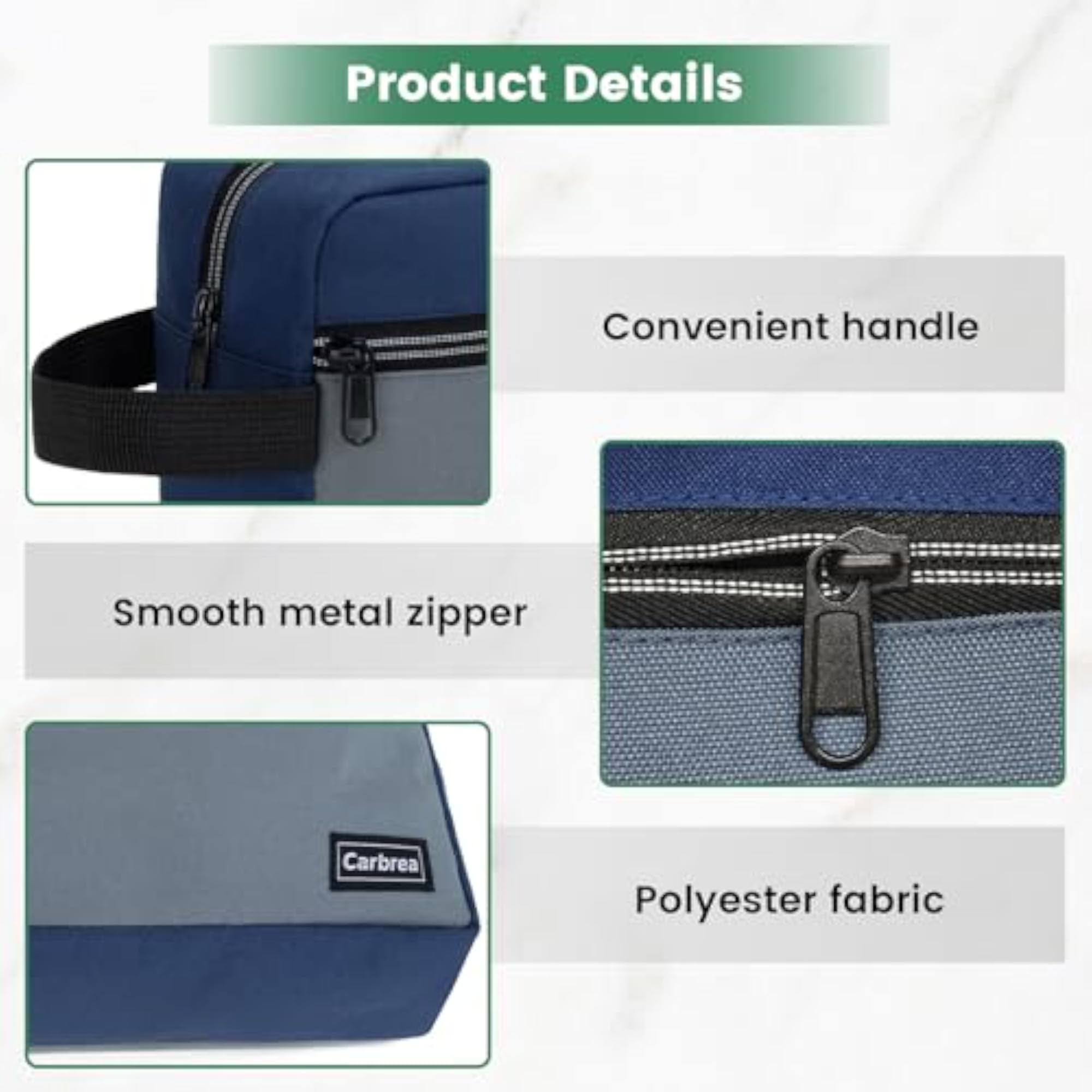 Small Travel Toiletry Bag, Navy Blue