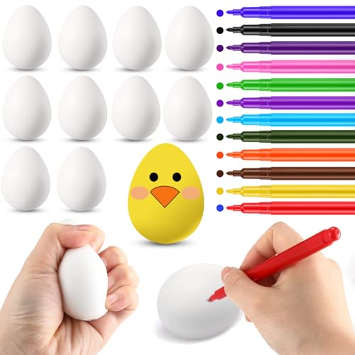 Hollowfly 24 Pcs Easter Eggs to Paint for Kids DIY