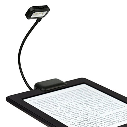 Spary Clip-On Luz de lectura, portátil, flexible, lámpara de lectura para Amazon Kindle/eBook Readers/PDAs Nook, eBook Reader, tablet, libro, negro, 45*45*300mm