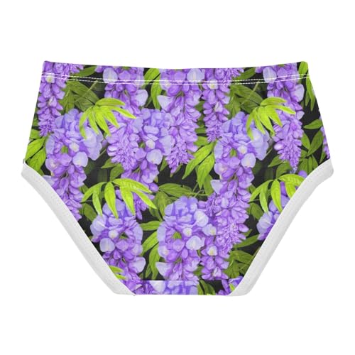 Girls Underwear Toddler 2t Cotton Girl Panties Cute Aesthetic Kids Briefs Undies Violet Wisteria Flowers Lavender Green2