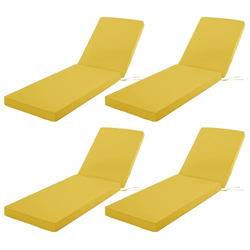 Comcaver Chaise Lounge Cushions Outdoor Set of 4, 72x21x3 Inch, Yellow