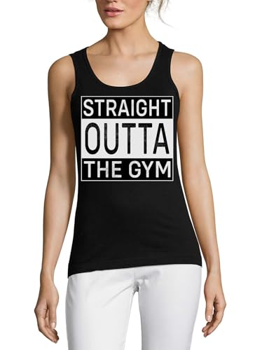 Débardeur noir en coton pour femme Straight Outta The Gym idéal pour le sport et le fitness