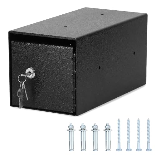 QWORK Heavy-Duty Key Lock Depository Drop Safe Lock Box with