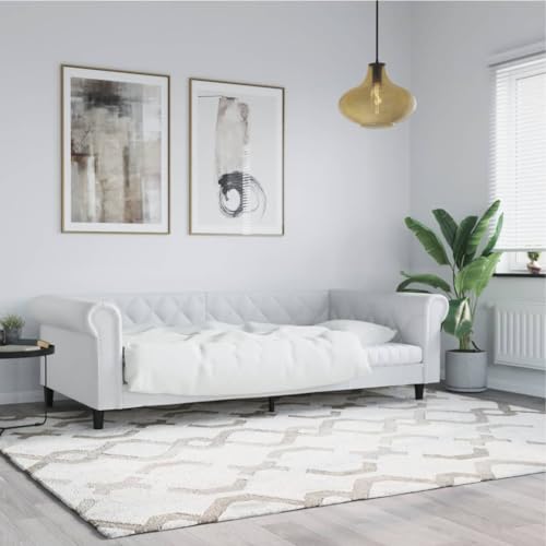 Gecheer Sofá Cama Cuero sintético Blanco 100x200 cm,Sofa Cama Chaise Longue Sofa de Salón Moderno para Salón Dormitorio,Type 1