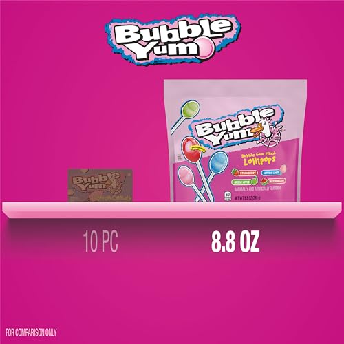 BUBBLE YUM Assorted Bubble Gum Filled Lollipops Bag, 8.8 oz - image 4
