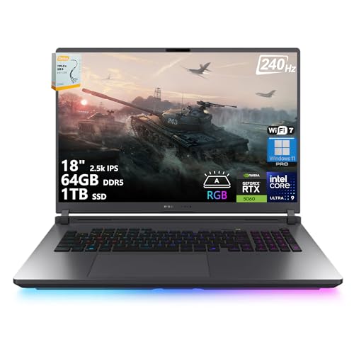 Image of ASUS ROG Strix G18 G815 Gaming AI Laptop | 18 inch 2.5k IPS 240Hz (100% DCI-P3, 3ms) | Intel 24-Core Ultra 9 275HX | 64GB DDR5 1TB SSD | GeForce RTX 5060 | RGB Backlit Wi-Fi7 Win11 Pro w /DLCA Accessory