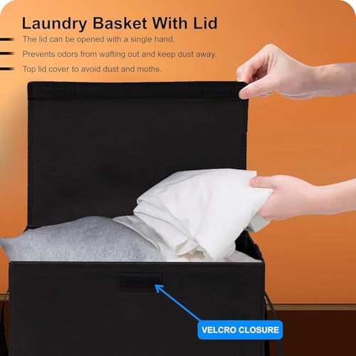 Image of LAXIS 75L Laundry Bag for Clothes with Lid, Large Dirty Clothes Laundry Basket & Cloth Storage Bin, Used Clothes Organizer, Multipurpose Laundry Basket for Bedroom & Bathroom - Grey