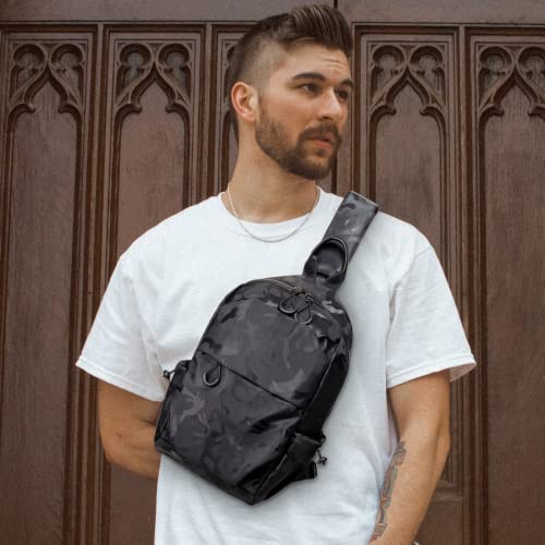 Cantlor Men Small Sling Bag Crossbody Backpack Travel Daypacks Chest Pack Lightweight Outdoor Shoulder Bag One Strap (991801-Black Camouflage) #TOP1