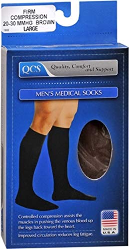 QCS Men's Medical Legwear Firm Brown Large 1 Pair (Pack of 6)